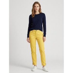 Lauren Ralph Lauren Petite Yellow Ankle Pants Zip Hem Chino Size 8P